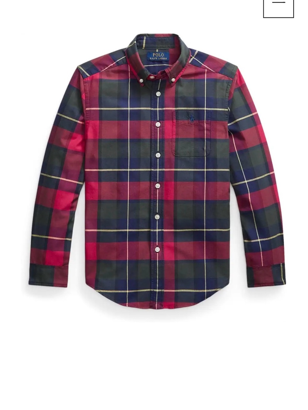 Polo Ralph Lauren Plaid Cotton Oxford Shirt (Big Kid   L (14-16)